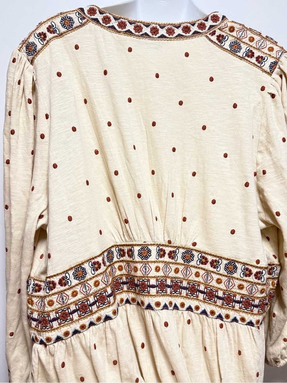 Canon Cream Long-Sleeve V-Neck Boho Dress with Embroidered Waistband - Picture 6 of 10